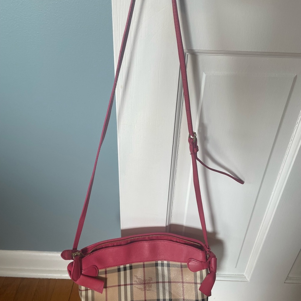 Pink and Tan Checkered Women's Bag